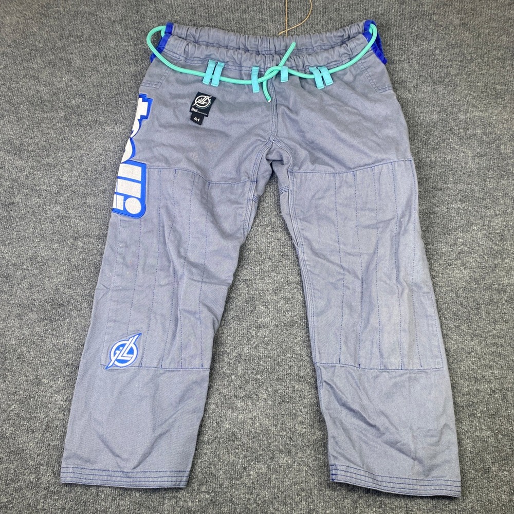 Illest Jiu Jitsu BJJ Gi Pants Grey Blue Teal Embroidered Martial Arts Mens A1